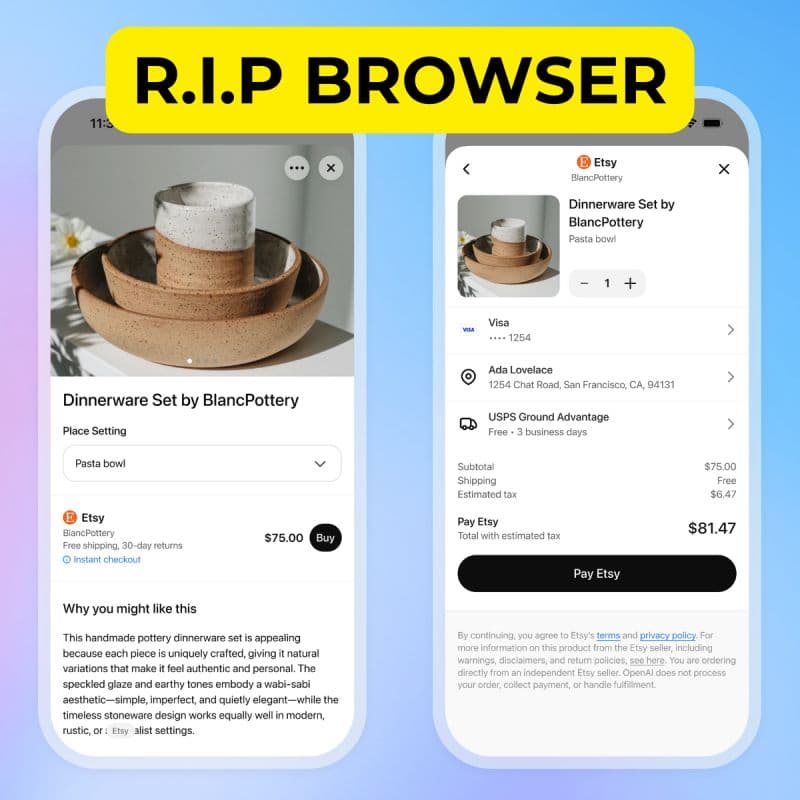 Instant Checkout di OpenAI: l’e-commerce diventa conversazione (e il browser muore)